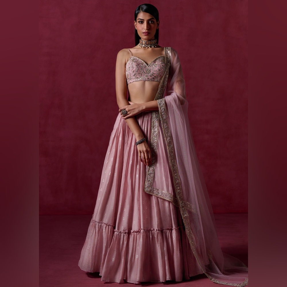 Elegant Pink Embroidered Lehenga Choli